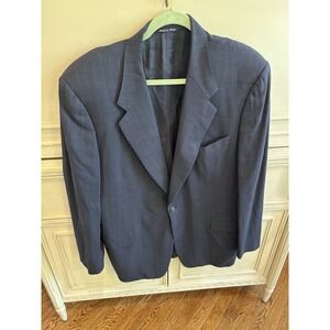 Canali Mens 2 Piece Navy Blue Striped Suit 46L Jacket 38 Trousers Wool